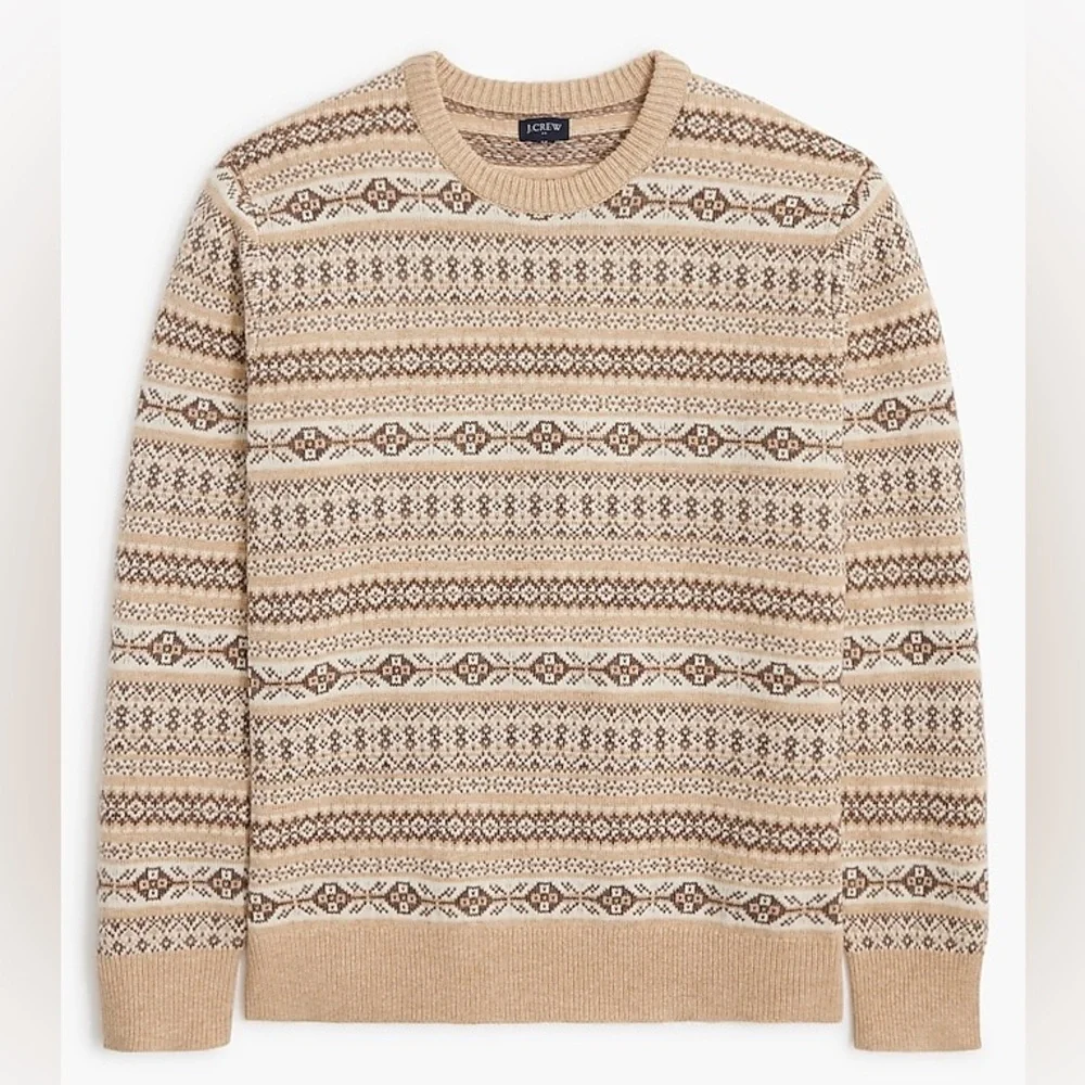 J.crew Supersoft lambswool-blend Fair Isle crewneck sweater men’s size Large New
